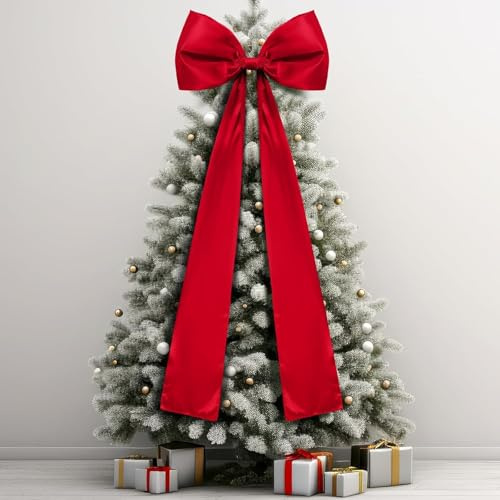WEITAPYT Lazos Rojos de Navidad, 50X120CM Lazos de Navidad, Lazoss de Navidads Grandes, Adecuado para Árbol de Navidads, Puerta de Entrada, Ventana, Decoración del Hogar/Tinto