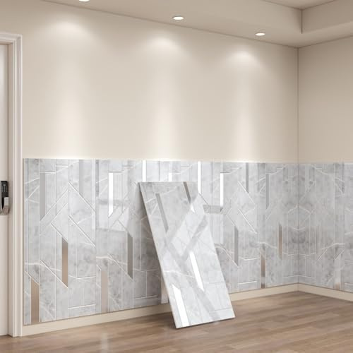 AVSMGP 3D Modern Simplicity Wall Panels, Self Adhesive And Removable Wall Paper - 23.6X11.8 Peel And Stick Backsplash- Decorative Contact Paper for Furniture Kitchen Bathroom Shower,E,10PCS