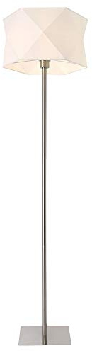 lux.pro Lampada da Terra Alta 152 cm con Piantana Dritta con Paralume Bianco Cilindrico con Taglio Poligonale Lampada a Stelo in Metallo Cromato