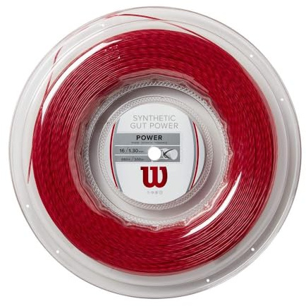 Wilson Unisex-Adult Synthetic Gut Power 200 m Reel Racket strings, Red, 16G