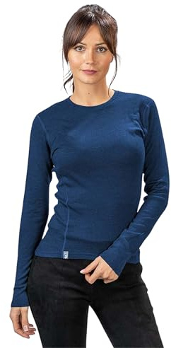 ALPIN LOACKER 100 Merino Langarmshirt Damen 230g/m2 I Feinste Merinowolle Unterwäsche I Langarm Wandershirt für Outdoor und Sport, Blau S