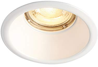 National Lighting Fire Rated Anti Glare Downlights, Matt White Low Profile Bathroom/Shower Waterproof IP65 Ceiling Lights, GU10 LED Recessed Ceiling Lights, Dimmable Spotlights Downlights - Pack of 4