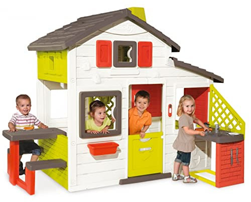Smoby - Neo Friends House - Playhouse (2.1m tall) with accessories for kids, suitable both indoors and outdoorswith picnic table and kitchen for boys and girls aged 2 and over