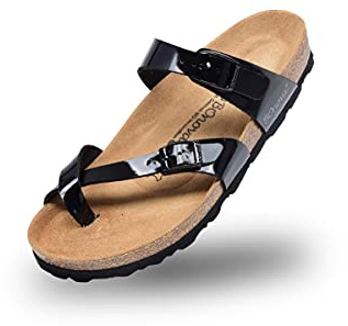 BOnova Portofino in Größe 41 Lack schwarz. Sommersandale mit Kork-Fußbett Hergestellt in der EU