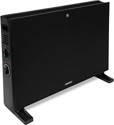 VONROC Convecteur 2000w Électrique Noir - Chauffe Jusqu'à 24m2, Ventilateur Turbo - 3 Positions de Chauffage, Thermostat Réglable, Protection Contre La Surchauffe - Convecteur 2000w Silencieux