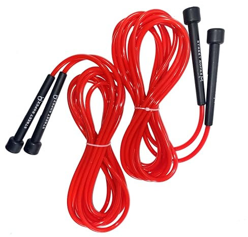 Royalty Double Dutch Jump Ropes (Set of 2) Red, Perfect Length 14 Feet, Tangle-Free, Heavy Weight No Need for Doubling, for Beginning and Advanced Jumpers + Free Storage Bag