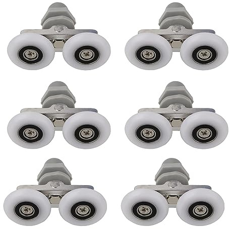Cokritsm Rodillos para puerta de ducha 25mm,Ducha Puerta Doble Rodillos Runners puerta de ducha para Vidrio de 4-6mm Espesor 6PCS Set de Rodamientos de Mampara Corredera de Ducha Doble