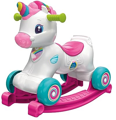 Clementoni | Zoé, Ma Licorne Adorée – Jouet 3 en 1 pour Enfants 12–36 Mois | Bascule, Porteur et Centre d’Activités Interactif | Apprentissage Bilingue | Sons, Lumières et Chansons