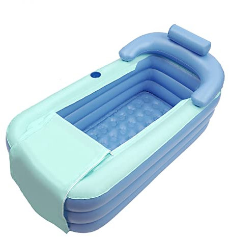 JINPRDAMZ Bañera plegable para adultos, 160 x 84 x 64 cm, azul independiente, bañera inflable para duchas al aire libre, se puede utilizar como ducha baño caliente baño de hielo