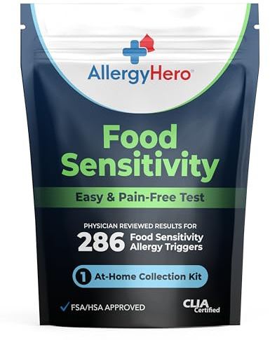 AllergyHero - Kit completo de prueba de sensibilidad alimentaria para adultos y niños, fácil de usar en el hogar, evalúa 286 alimentos y bebidas e identifica los desencadenantes dietéticos, ayuda con