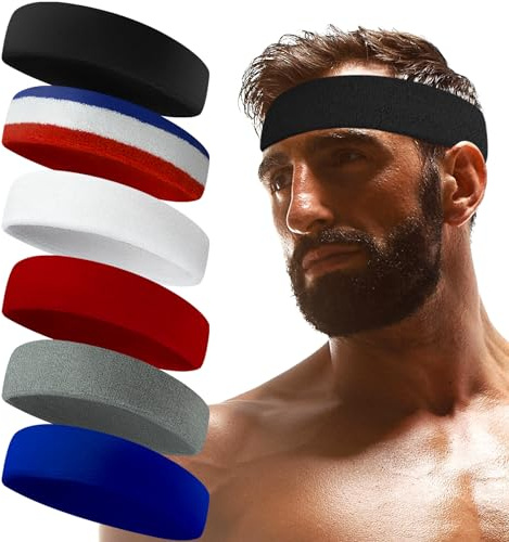 Sweatbands Sports Headband for Men & Women - Terry Cloth Moisture-Wicking Sports Towel Headband for Tennis, Basketball, Running, Gym, and Fitness Working Out