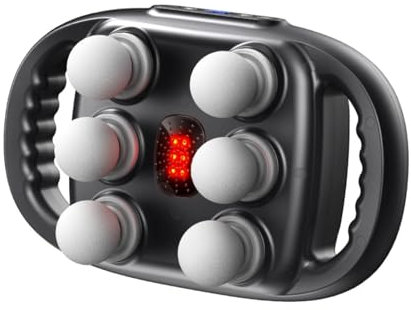 6 Pistola per Massaggio Alla Testa per Tessuti Profondi, Pistola per Massaggiatore a Percussione con 9 Livelli e 9 modalità, Strumento Massaggiatore Elettrico per Schiena, Collo,