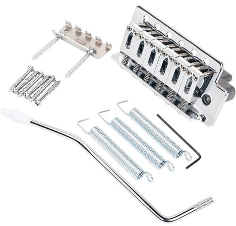 Banworks 6-Saiter Tremolo Bridge System, 52,5 mm (2 1/16 Zoll) Saitenabstand mit modernen Sätteln, Tremoloarm und Zinkblock für Strat ST Squier Style E-Gitarren JT/CYXT-01 Chrom