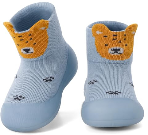 MASOCIO Zapatos Calcetines con Suela Goma Bebe Niño Niña Carlotitas Primeros Pasos Zapatillas Casa Calcetin Calzado Respetuoso Bebé Talla 23 Antideslizante 2-3 Años Azul