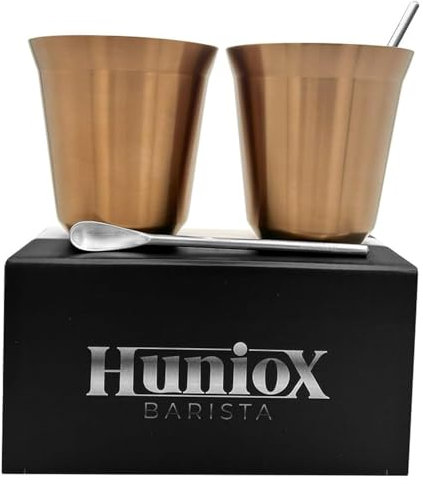 Huniox® 2 x 250 ML Tazze Cappuccino - Tazze Caffe -Tazza Termica Caffe - Tazze da Cappuccino - Set Tazzine Caffe - Tazzine Caffe Coppia - Tazza da Cappuccino (PINK GOLD, 250 ML)