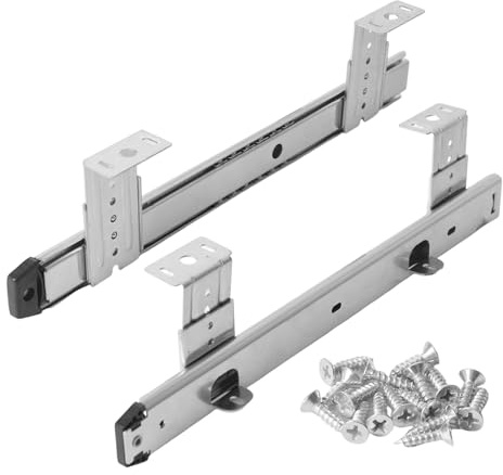 Rieles para cajones de 300 a 400 mm, montaje para teclado, altura ajustable, rieles telescópicos para teclado, chapa de acero engrosada, rieles de extracción con rodamientos (un par de rieles de techo