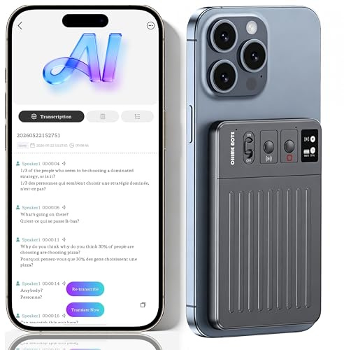 AI Voice Recorder, Voice Recorder with No Fee for Transcribe & Summarize Empowered by ChatGpt, App Control, Support 107 Languages,64GB Memory,Audio Recorder for Lectures/Meetings/Calls/Interview