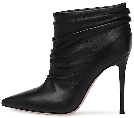 HIKKWXVN Stivaletti con Tacco a Spillo Chiusi da Donna, con Punta affilata, alla Moda, con Tacco Alto e Stiletto, per Matrimonio, Ballo di fine Anno, Festa, Autunno,Nero,38 EU
