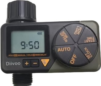 Water Sprinkler Timer, Diivoo Irrigation Hose Timer with Weekly and Daily Programs, Rain Delay and Manual Watering