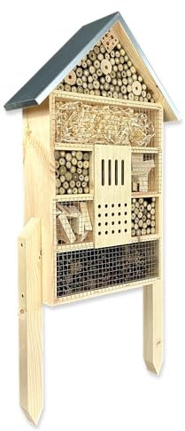 GARTENETAGE Insektenhotel XXL für Bienen und Marienkäfer – 79 x 38 x 11,5 cm – Wetterfestes Insektenhaus mit 7 Fächern – Schutz und Nisthilfe für Wildbienen, Schmetterlinge und Florfliegen
