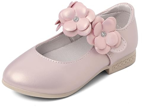 Cheerful Mario Girls Mary Jane Shoes Toddler Princess Dress Shoes Ballerina Ballet Flats Pink-A 12 UK Child