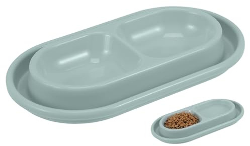 GALPADA Bol à Double Gamelle pour Chats Et Chiens Anti-Fourmis Gris Étanche Et Antidérapant Système d'alimentation Moderne pour Animaux De Compagnie