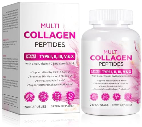Kollagen Kapseln – Hochwertiger Kollagen Komplex mit Vitamin C & Hyaluron | Premium Collagen Kapseln für tägliche Ernährung | Unterstützt eine ausgewogene Nährstoffzufuhr | Großpackung 240Kapseln