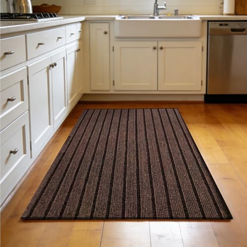 GUOLIXIA Alfombra Antideslizante 110 x 115 cm Impermeable, Lavable para Atrapar Suciedad Alfombra de Puerta para Patio Exterior e Interior para Entrada, Pasillo, Cocina, Dormitorio, marrón
