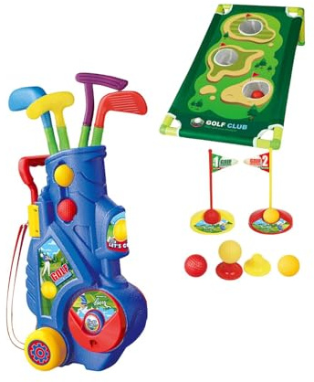 MagiDeal Set da Golf per Bambini, Mazze da Golf per Bambini, Tappetino da Putting, Gioco da Giardino, Giocattolo per Interni Ed Esterni, Mazze da Golf Sportive, 17 Pezzi