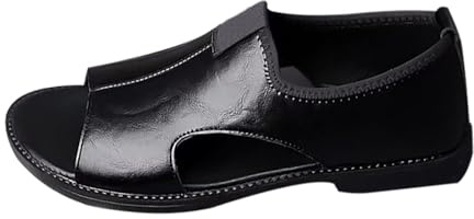 Sandaler, män, sommar, läder, strandsandaler, öppen tå, sommarskor, ihåliga lädersandaler, slip-on, barfot, fritidssandaler, halkfria utomhussandaler, strandtofflor, för vardag och fritid
