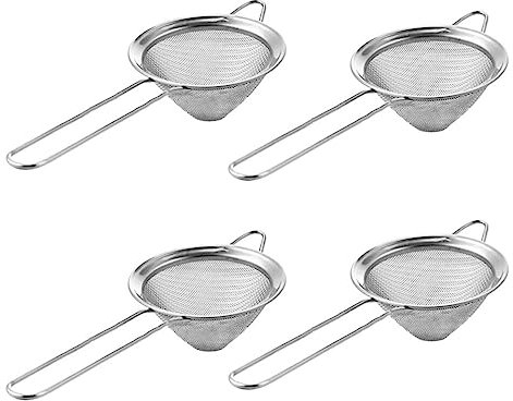 HEMOTON 4pcs in Acciaio Inox fine Maglia setaccio Cocktail colino Cucina Cibo colino Conico tè colino (8,5 cm)