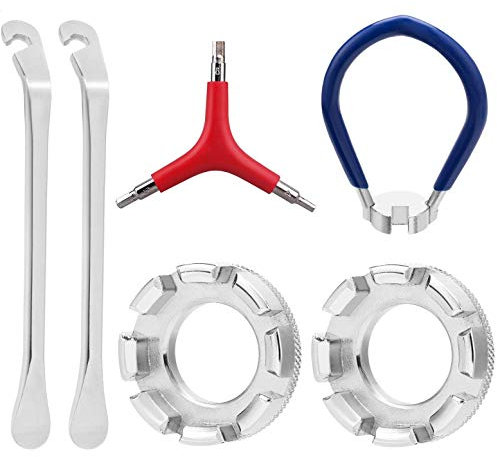 Fahrrad Rad Reparatur Werkzeug Set aus Stahl, Fahrrad Multifunktionswerkzeug Fahrrad Reifenheber Speichenschlüssel 10-15 Universal Speichenspanner Spanschlüssel