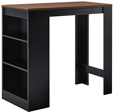 [en.casa] Bartisch Kouvola Bistrotisch Esstisch 110 x 50 x 103 cm Küchentisch Küchentheke mit 3 Fächern Stehtisch Bartheke für Esszimmer Wohnzimmer Küche Schwarz/Walnussoptik