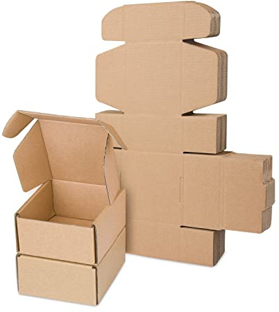 Scatole di spedizione in cartone ondulato, 120 x 120 x 40 mm grandi scatole postali per la spedizione, scatole di imballaggio marrone per affari, stoccaggio o regalo (25 pezzi)
