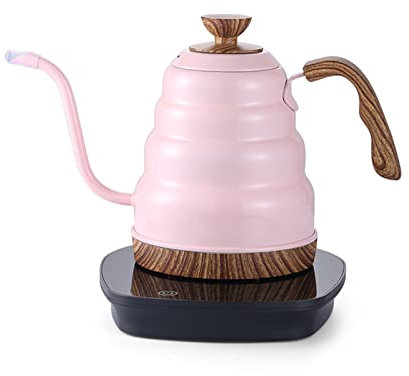 Kaffe Kokare Elektrisk Whistle Tekanna 1l Rostfritt Stål med temperaturdisplay Smart Kettle Samovar Thermos för hemmakontor Familjeparty Kök,Pink