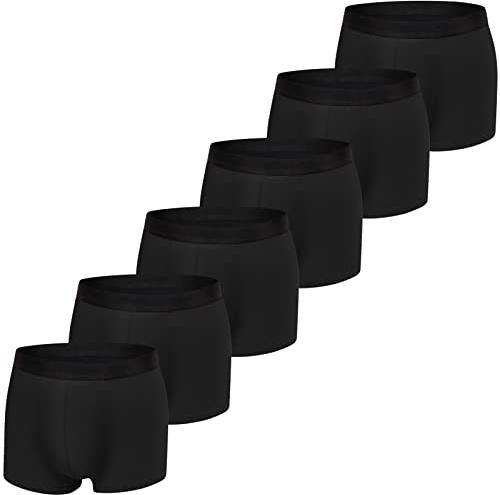 JIATAOBAO Boxer Shorts Mens (Pack of 6), Cotton Fitted Underwear Retro Trunks Breathable Briefs, Suitable For Leisure, Sports And Business, S, M, L, XL, XXL (XL, Black×6)