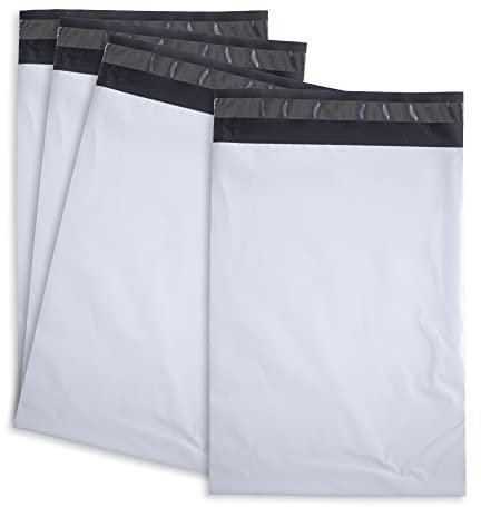 effektivo 100 Stück Folienversandtaschen 25x35cm Versandbeutel für Kleidung, Plastik Versandtaschen Versandtüten selbstklebend, weiss