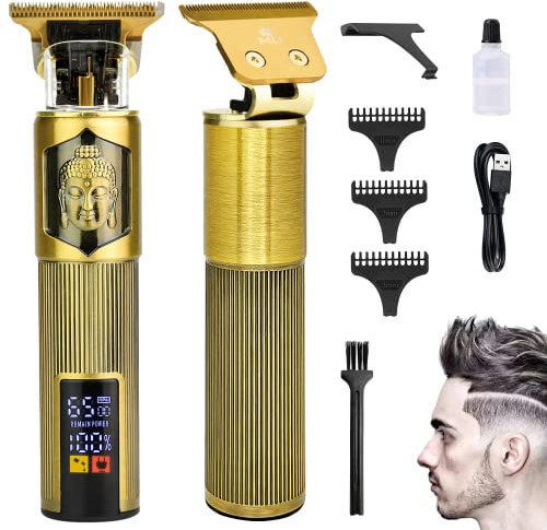 m MU Haarschneidemaschine, Display LCD Pro Wiederaufladbarer Der Konturen Haartrimmer Mit Führungskämmen, T-Outliner Schnurloser Langhaarschneider für Friseure, Profi Bartschneider Herren