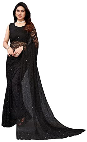 IMTRA FASHION Sari Netto Di Design Per Le Donne Sari Floreali Indiani Con Camicetta