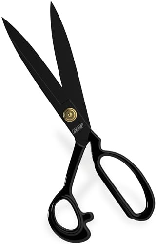 ZENO Fabric Scissors 10 Inches | Sewing Scissors | Heavy Duty Dressmaking Scissor for Fabric Cutting | Stainless Steel Black Scissor for Cutting Fabric, Clothes, Leather, Raw Materials