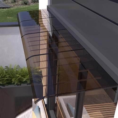 Zlovne Marquise Solaire Abri Banne,Auvent de Porte d'Entrée Incurvé,Moderne Auvent de Véranda,Toit Marquise en Polycarbonate Porte Résistante Toit Abri Protection,Marron (50x40cm/20 x16)