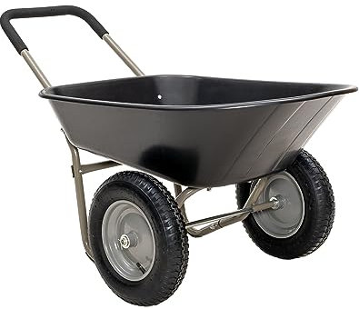 Panana Heavy Duty Garden Trolley 85L Barrow Cart Wagon with Pneumatic Tires, 150kg Capacity Yard Utility Cart for Farm, Landscaping, Patio, and Home Use, Steel Frame with Comfortable Handle