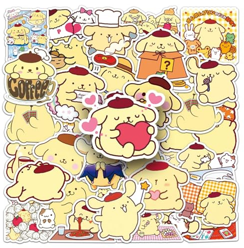 PomPom Purin Lot de 50 autocollants à pompon pour skateboard, graffiti, moto, vélo, snowboard, bagages, ordinateur portable, valise, pour enfants et adolescents, en vinyle, imperméables