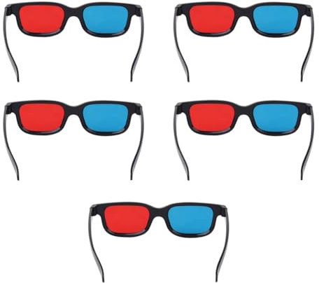 Wrtysully 5 Gafas 3D con Negro, Rojo y Azul, Gafas 3D para Cine en Casa, Películas, Juegos, TV, Vídeo, Anaglifo Dimensional