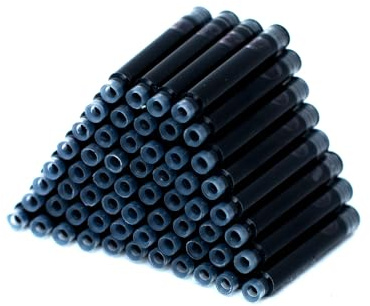 60 Count Bociyer Fountain Pen Ink Refill Cartridges | Standard International Ink Cartridge | 2.6mm bore Diameter | Black Ink