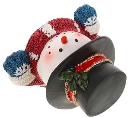 TOYANDONA Christmas Snowman Statue Resin Snowman Figurine Winter Decor Christmas Themed Decor for Home and Garden