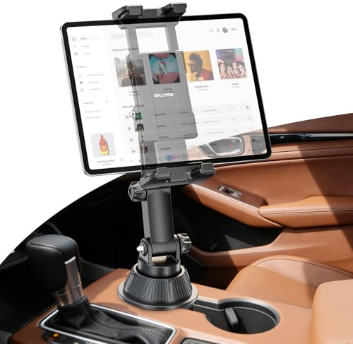 OHLPRO Tablet Halterung Auto Getränkehalter, iPad Halter mit Verstellbar Arm Becherhalter Tablethalterungen Auto für iPhone 17 iPad Pro Mini Air Galaxy Tab Fire HD 10 mehr 5-13 Handys und Tablets