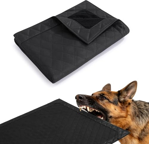 HOMBYS Edge-Reinforced Indestructible Dog Blanket 40x28, Chew Proof Tear-Resistant & Waterproof Pet Blanket for Aggressive Chewers, Heavy-Duty Furniture Protector for Couch, Bed & Crate, Black
