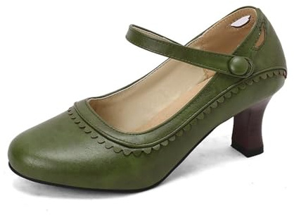 Dasongff Mary Jane Chaussures Femme Escarpins Petit Talon Bout Rond avec la Semelle Extérieure Antidérapante TPR et Boucle Réglable Gatsby Victorian Années 1920 avec Bride de Cheville