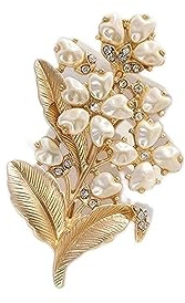 KKXXYQFC Brosch Personlighet Lily Liljekonvalj Legering Pärla Retro Kläder Tillbehör Corsage